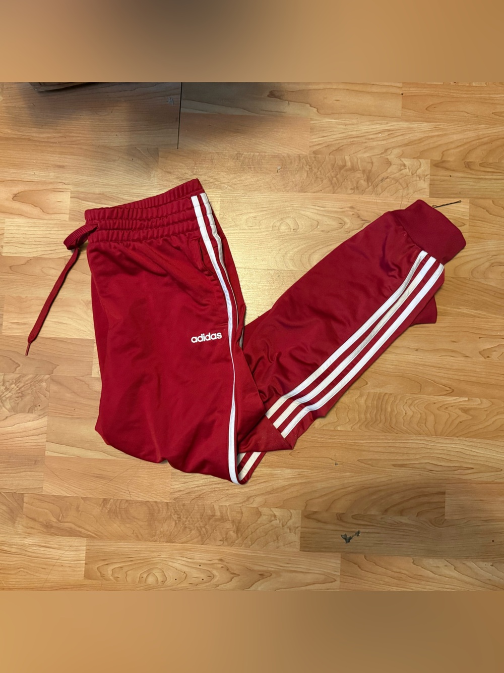 Adidas Red and White Joggers